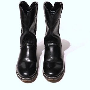 LAREDO Black Roper Leather Cowboy Boots 8D